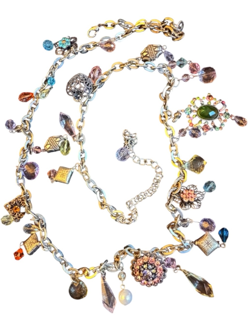 🩷Multicolor Crystal Charm Chain Belt / Necklace - Vintage Women Jewelry
